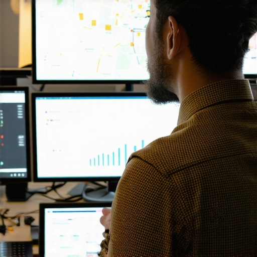 Digital marketer analyzing local SEO analytics with Tulsa map in background