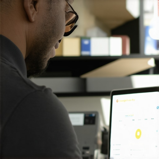 Optimizing GMB in Tulsa Business owner optimizing Google My Business profile on a laptop in Tulsa