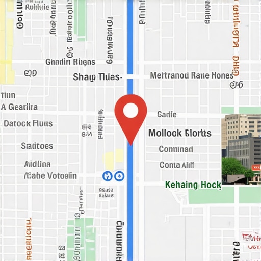 Tulsa Cityscape with Google Maps Highlight A vibrant Tulsa city scene showcasing local businesses with an overlay of Google Maps icons