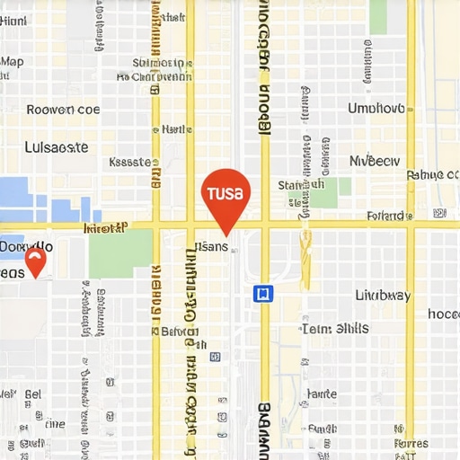 Map of Tulsa with icons representing local SEO and Google 3-Pack rankings.