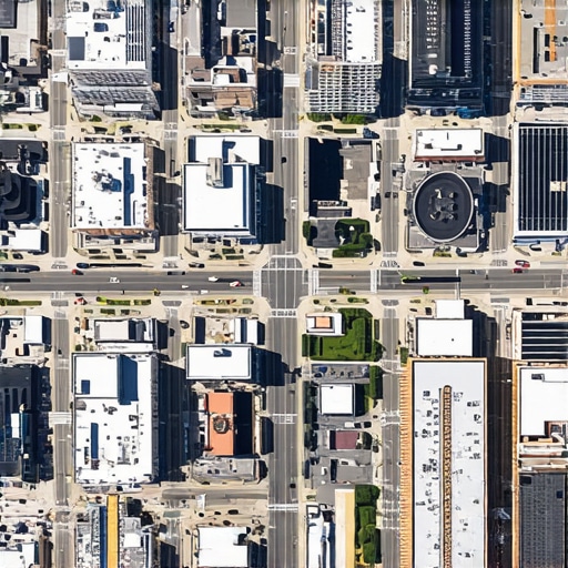 A detailed aerial image of downtown Tulsa with landmarks and neighborhood layout.