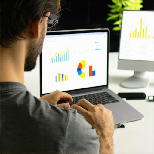 Business owner reviewing SEO data and charts for local ranking improvement