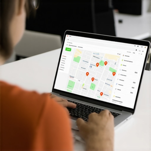 Person analyzing local SEO metrics on a laptop with Tulsa map in the background