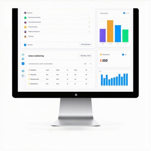 Computer screens displaying local SEO dashboards and analytics.