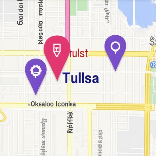 Illustration of Tulsa city map showing local search visibility strategies